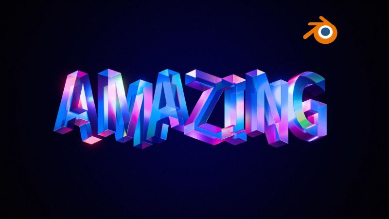 Blender多彩折射字母动画-太阳鸽鸽资源站