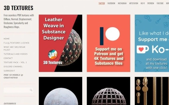 3DTextures.me 免费高质量PBR材质纹理在线资源库-太阳鸽鸽资源站